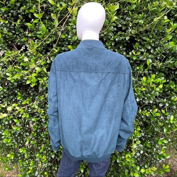 TASSO Elba Vegan Emerald Green Suede Racer Style Men’s Classic Jacket - Picture 4 of 10